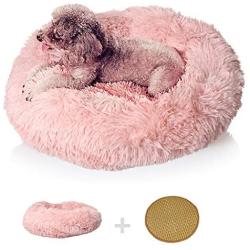 Calming Dog Bed for Small Medium Dogs with placemat Attached - Cozy Pet Bed Set for Pug Dog Puppies and Kitten Cats Collapsible Anti-Dust Anti-Slip