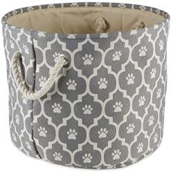 Bone Dry 6192 Pet Storage Collection Lattice Paw Print, Large Round, Gray