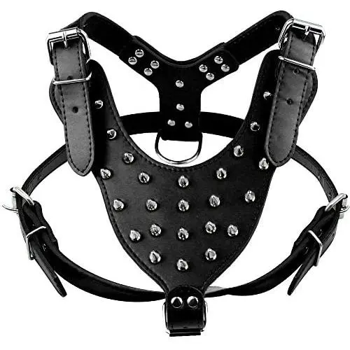 Didog Leather Spiked & Studded Medium & Large Dog Harness for Pit Bulldog Mastif Didog Leather Spiked & Studded Medium & Large Dog Harness for Pit Bulldog Mastif