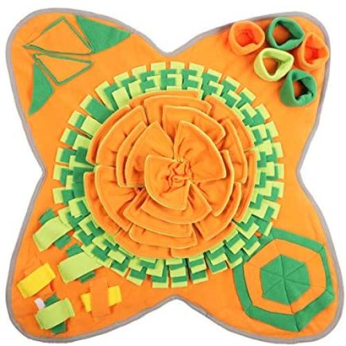 Yincimar Pet Snuffle Mat Dog Feeding Mat Small Large Dog Foraging Skills Training Mat Machine Washable Pet Activity Play Mat (Orange)