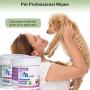 N/J 130+130 Cotton Pads Pet Ear and Eye Pet Wipes for Dogs and Cats，Non-Toxic, All-Natural Grooming Wipes, Puppy Dog Wipes Eye Tear Stain Remover Wipes,Unscented Gentle Cat Ear Wipe