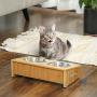 FEANDREA Raised Bowls, Bamboo Elevated Bowl Stand, 15° Tilt, Anti-Slip Design, with 2 Removable Stainless Steel Bowls, 3.9 Inches, for Small Dog, Cat, Natural UPRB001N01