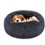 SAVFOX Long Plush Comfy Calming & Self-Warming Bed for Cat & Dog, Anti Anxiety, Furry, Soothing, Fluffy, Washable, Abbyspace, Marshmellow Pet Donut Bed