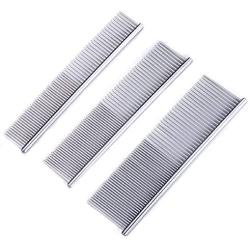 KABUDA 3 Pack Pet Comb, Chrome Electroplating Steel Combs in 3 Sizes (19 x 3 cm, 19 x 4 cm, 19 x 5 cm) for Dogs, Cats, and Other Pets with Different Lengths of Hair (Pack of 3)