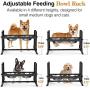 ljfjf Elevated Dog Bowls, Adjustable to 4 Heights Stainless Steel Dog Dish Bowls, Removable Raised Stand No Spill Pet Food Water Feeding Bowls for Small Medium Dogs Cats, Home & Outdoor Use