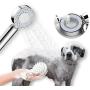 AMEMEWA Pet Shower Sprayer Attachment Set, Automatic Bubble Sprayer Sink Hose Dog Bath Baby Shower with Massager Brush Adaptor 100 inch Hose