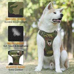 No Pull Harness for Large Dogs Medium Dogs - Adjustable Easy Control Dog Harness with Handle - Durable Reflective Vest Harness for Dog Walking Hiking Heavy Duty Tactical Military (S, Camouflage Green)