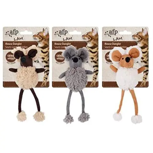 ALL FOR PAWS Lambswool Mouse Dangler Catnip Toy