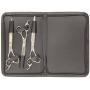ShearsDirect 44-Tooth Straight and Curved Plus Thinner True Left Handed Professional Grooming Scissors Set with an Ergonomic Handle Design, 8''