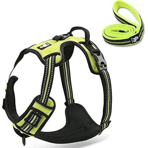 OLizee Reflective Nylon No-Pull Dog Harness and Training Leash Set Padded Durable Adjustable(S, Green Set) OLizee Reflective Nylon No-Pull Dog Harness and Training Leash Set Padded Durable Adjustable(S, Green Set)