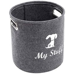 Brabtod Round Felt Pet Toy and Accessory Storage Bin Storage Basket for Home Décor - Pet Toy - Blankets - Leashes and Food