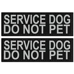 Doggie Stylz Set of 2 Reflective Service Dog DO NOT PET Removable Patches with Hook Backing for Working Dog Harnesses & Vests. Durable and Interchangeable - Comes in 3 Sizes Small, Medium and Large