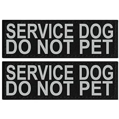 Doggie Stylz Set of 2 Reflective Service Dog DO NOT PET Removable Patches with Hook Backing for Working Dog Harnesses & Vests. Durable and Interchangeable - Comes in 3 Sizes Small, Medium and Large Doggie Stylz Set of 2 Reflective Service Dog DO NOT PET Removable Patches with Hook Backing for Working Dog Harnesses & Vests. Durable and Interchangeable - Comes in 3 Sizes Small, Medium and Large
