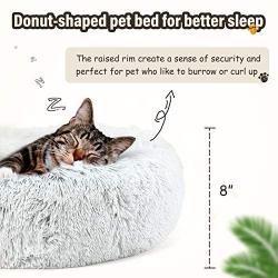 YITO Cat Beds for Indoor Cats, 20'' & 24'' Cat Bed Round Donut Cuddler Dog Bed for Small Dogs Fluffy Pet Sofa Cushion for Snuggle Puppy Washable Soft Plush Marshmallow Dog Cat Bed Warming