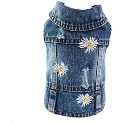 Pet Clothes Denim Dog Costume Summer Cowboy Vest Daisy Shirt Jeans Jacket Puppy Clothing for Chihuahua Yorkies