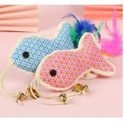 Gaosiduo 2 pcs Cat Plush Teaser Toys, Pet Kitten Floral Print Long Tail Fish Shaped Toy Interactive Chasing Scratching Playthings for Pets Novelty Gift Gaosiduo 2 pcs Cat Plush Teaser Toys, Pet Kitten Floral Print Long Tail Fish Shaped Toy Interactive Chasing Scratching Playthings for Pets Novelty Gift