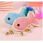 Gaosiduo 2 pcs Cat Plush Teaser Toys, Pet Kitten Floral Print Long Tail Fish Shaped Toy Interactive Chasing Scratching Playthings for Pets Novelty Gift