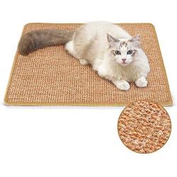 FUKUMARU Cat Scratcher Mat, 23.6 X 15.7 Inch Natural Sisal Cat Scratch Mats, Horizontal Cat Floor Scratching Pad Rug, Protect Carpets and Sofas