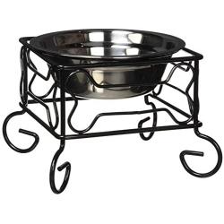 YML 5-Inch Wrought Iron Stand with Single Stainless Steel Feeder Bowl