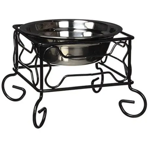 YML 5-Inch Wrought Iron Stand with Single Stainless Steel Feeder Bowl YML 5-Inch Wrought Iron Stand with Single Stainless Steel Feeder Bowl