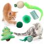 Sanlebi Christmas Cat Toys Stocking - 6 PCS Pet Cat Assorted Indoor Interactive Toys with Bell X-mas Gift Set for Kitten Kitty