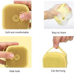 yimea Pet Grooming Brush Bath Brush- Pet Massage Brush Shampoo Dispenser-Soft Silicone Brush Rubber Bristle for Dogs and Cats Shower Grooming