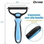 Closeep Pet Dematting Tool, 2 Sided Cat Dog Undercoat Rake Deshedding Brush for Removes Loose Knots, Mats and Tangled Hair