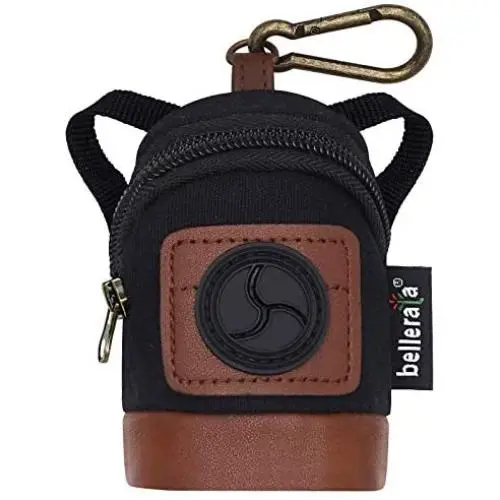 bellerata Poop Bag Holder for Leash with One Free Roll of Compostable Poop Bag, Cute Backpack Shape Dog Poop Bag Dispenser, Canvas with PU Leather & Metal Carabiner Clip bellerata Poop Bag Holder for Leash with One Free Roll of Compostable Poop Bag, Cute Backpack Shape Dog Poop Bag Dispenser, Canvas with PU Leather & Metal Carabiner Clip