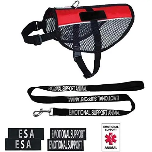 Dogline Emotional Support Dog Vest Set Adjustable Service Dog Vest Harness Reflective Emotional Support & ESA Patches with Emotional Support Leash Emotional Support Animal ID Card