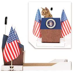 Funny Podium Cat Scratcher for Indoor Cats - Fun & Cool Cardboard Scratching Post with Cute Groomer & Catnip Included. Sturdy Cardboard Scratch Pad are 100% Made in Taiwan.