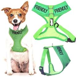 Dexil Limited Friendly (Known as Friendly to All) Green Color Coded Non-Pull Front and Back D Ring Padded and Waterproof Vest Dog Harness Prevents Accidents by Warning Others of Your Dog in Advance