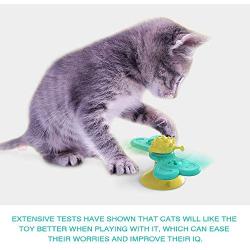 showall Windmill Cat Toy Turntable Teasing Interactive Cat Toys for Indoor Cats with Suction Cup Scratch Hair Brush Funny Kitten Toys