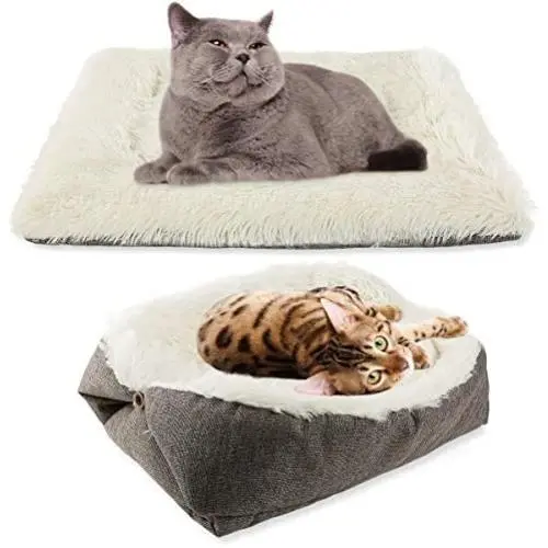 MeiLiMiYu Self-Warming Cat Bed Pad for Indoor Cats,2-in-1 Foldable Convertible Plush Cat Sleeping Bag for Small Cat MeiLiMiYu Self-Warming Cat Bed Pad for Indoor Cats,2-in-1 Foldable Convertible Plush Cat Sleeping Bag for Small Cat