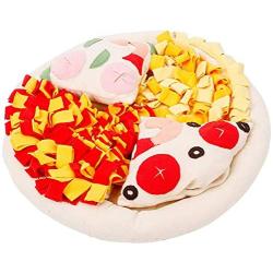 snow keychain Pet Snuffle Mat for Dogs Nosework Feeding Mat Nosework Blanket 2 in 1 Dog Bed Mat Durable Puzzle Toys,Machine Washable Pizza Shape(20x20in)