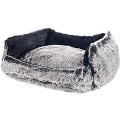 PETMAKER Small Faux Fur Black Mink Dog Bed, 23 x 19''