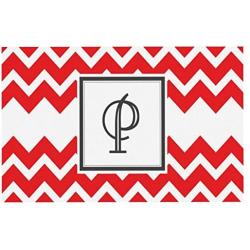 KESS InHouse Kess Original Monogram Chevron Red Letter P Feeding Mat for Pet Bowl, 18 by 13-Inch