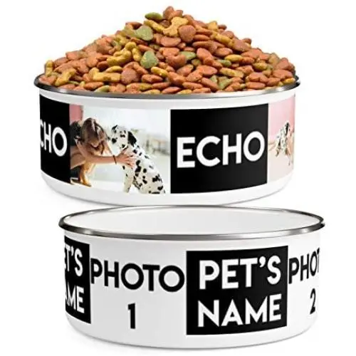 Personalized Dog Bowls for Food or Water (Small - 20oz | Medium - 30oz | Large - 40oz) - Design with Your Pets Photo and Name - Custom Stainless Steel Enamel Dog Bowl with Lid Personalized Dog Bowls for Food or Water (Small - 20oz | Medium - 30oz | Large - 40oz) - Design with Your Pets Photo and Name - Custom Stainless Steel Enamel Dog Bowl with Lid