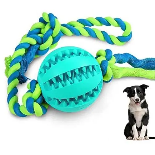 WeTest Dog Chew Ball Interactive Toys, Dog Cleans Teeth Training Balls on Cotton Rope For Small Medium Dogs (Blue) (LJ-ZLK-1128A2) WeTest Dog Chew Ball Interactive Toys, Dog Cleans Teeth Training Balls on Cotton Rope For Small Medium Dogs (Blue) (LJ-ZLK-1128A2)