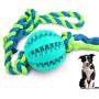 WeTest Dog Chew Ball Interactive Toys, Dog Cleans Teeth Training Balls on Cotton Rope For Small Medium Dogs (Blue) (LJ-ZLK-1128A2)