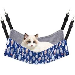 Rolybag cat Hammock Bed pet cage Hammock Comfortable Hanging Adjustable Soft Plush pet Hammock for cat/Puppy/Piggy/Kitten/Rabbit/Other Small Animals (Blue-Fish)