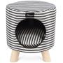 WANTRYAPET Pet House Ottoman Indoor Cat Condo with Cushion Top and Interior Pillow for Cat or Small Dog, 12.2'' L X 12.2'' L X 11'' H, Blue White Pinstripes