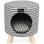 WANTRYAPET Pet House Ottoman Indoor Cat Condo with Cushion Top and Interior Pillow for Cat or Small Dog, 12.2'' L X 12.2'' L X 11'' H, Blue White Pinstripes WANTRYAPET Pet House Ottoman Indoor Cat Condo with Cushion Top and Interior Pillow for Cat or Small Dog, 12.2'' L X 12.2'' L X 11'' H, Blue White Pinstripes