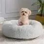 WAYIMPRESS Calming Dog Bed for Small Dog&Cat ,Comfy Self Warming Round Dog Bed with Fluffy Faux Fur for Anti Anxiety and Cozy (20 x 20 Inch, Grey)
