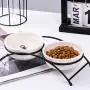 JanYoo Ceramic Cat Bowls Food Feeding Stand Elevated Dog Bowl Outdoor Non-Skid