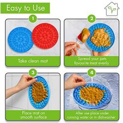 Dog Lick Mat for Anxiety - Red & Blue Dog Licking Mat - Dog Peanut Butter Lick Pad - Dog Bathing Puppy Lick Mat, Dog Licking Pad for Grooming - Easy Dog Lick Pad - Dog Licking Toy & Dog Licking Bowl