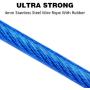 Petbobi 30 ft Tie Out Cable for Dog with Durable Spring and Metal Swivel Hooks for Outdoor, Yard and Camping, Rust- Proof Training Tether for Small to Medium Dogs Up to 85 Pounds, Blue