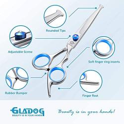 GLADOG Professional Dog Grooming Scissor with Safety Round Tips, Stainless Steel Pet Grooming Scissors, Sharp and Durable Pet Grooming Shears/Pet Combs for Dogs and Cats