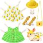 2 Sets Small Animal Harness Vest and Leash Set Small Pet Chest Harness Vest Walking Vest Harness for Rabbit Ferret Guinea-Pig Bunny Hamster Teacup Poodle Kitten (Yellow Pineapple and Green Plaid)