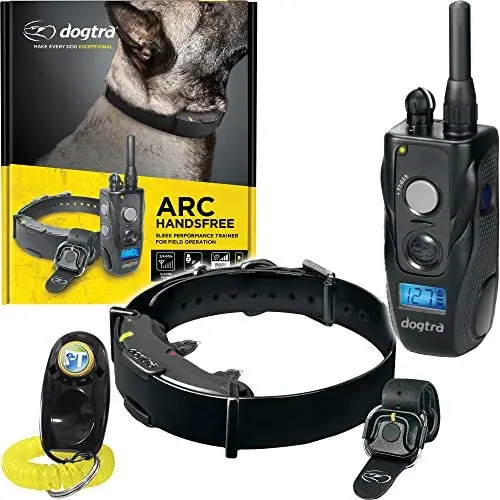 Dogtra ARC HANDSFREE Remote Training Dog Collar - 3/4 Mile Range, Hands free Remote Controller, Waterproof, Rechargeable, 127 Training Levels, Vibration - includes PetsTEK Dog Training Clicker Dogtra ARC HANDSFREE Remote Training Dog Collar - 3/4 Mile Range, Hands free Remote Controller, Waterproof, Rechargeable, 127 Training Levels, Vibration - includes PetsTEK Dog Training Clicker