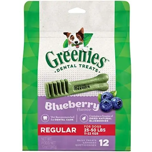 Greenies Blueberry Natural Dental Dog Treats, 12oz Packs Greenies Blueberry Natural Dental Dog Treats, 12oz Packs